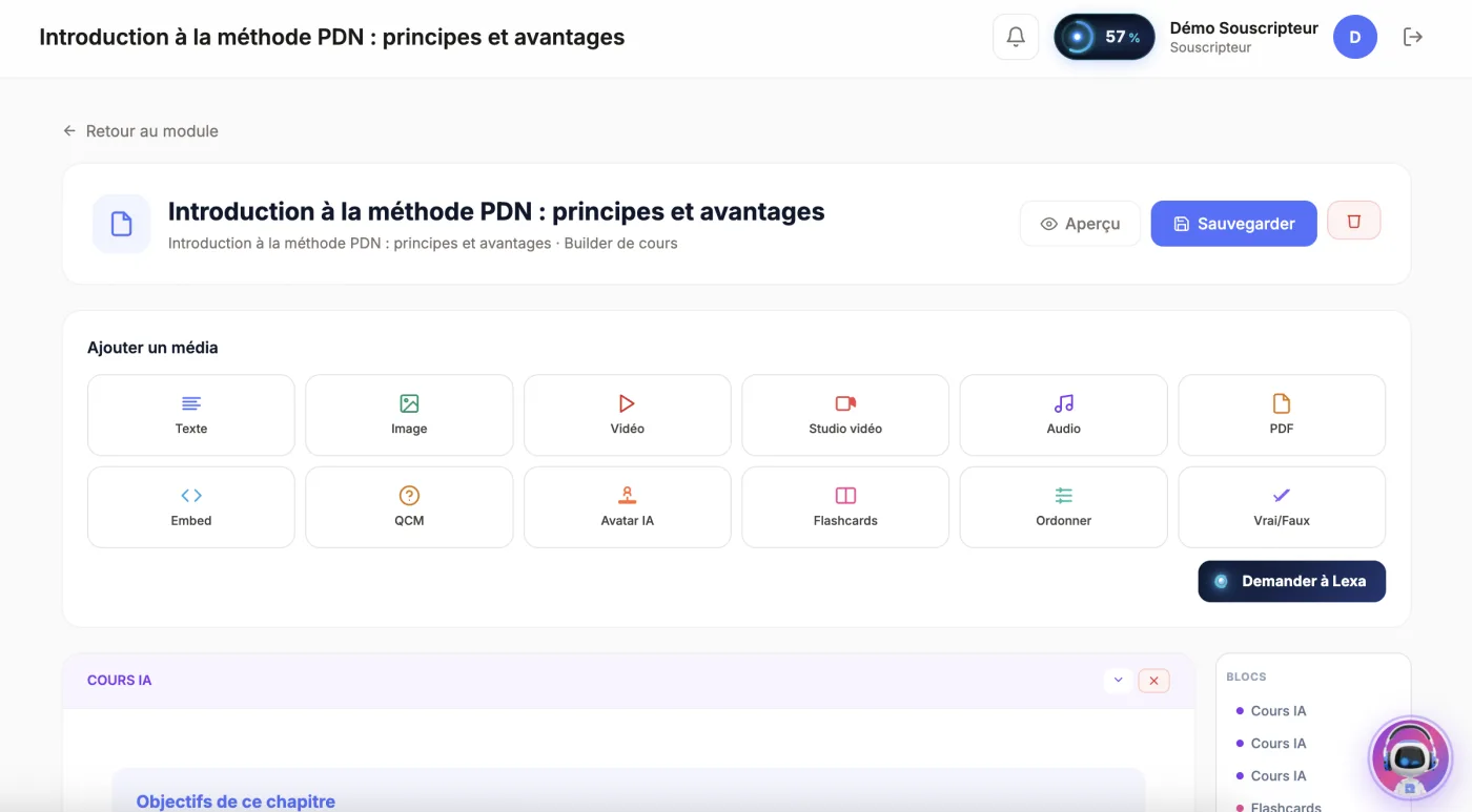 Builder Learnexa sur ordinateur portable